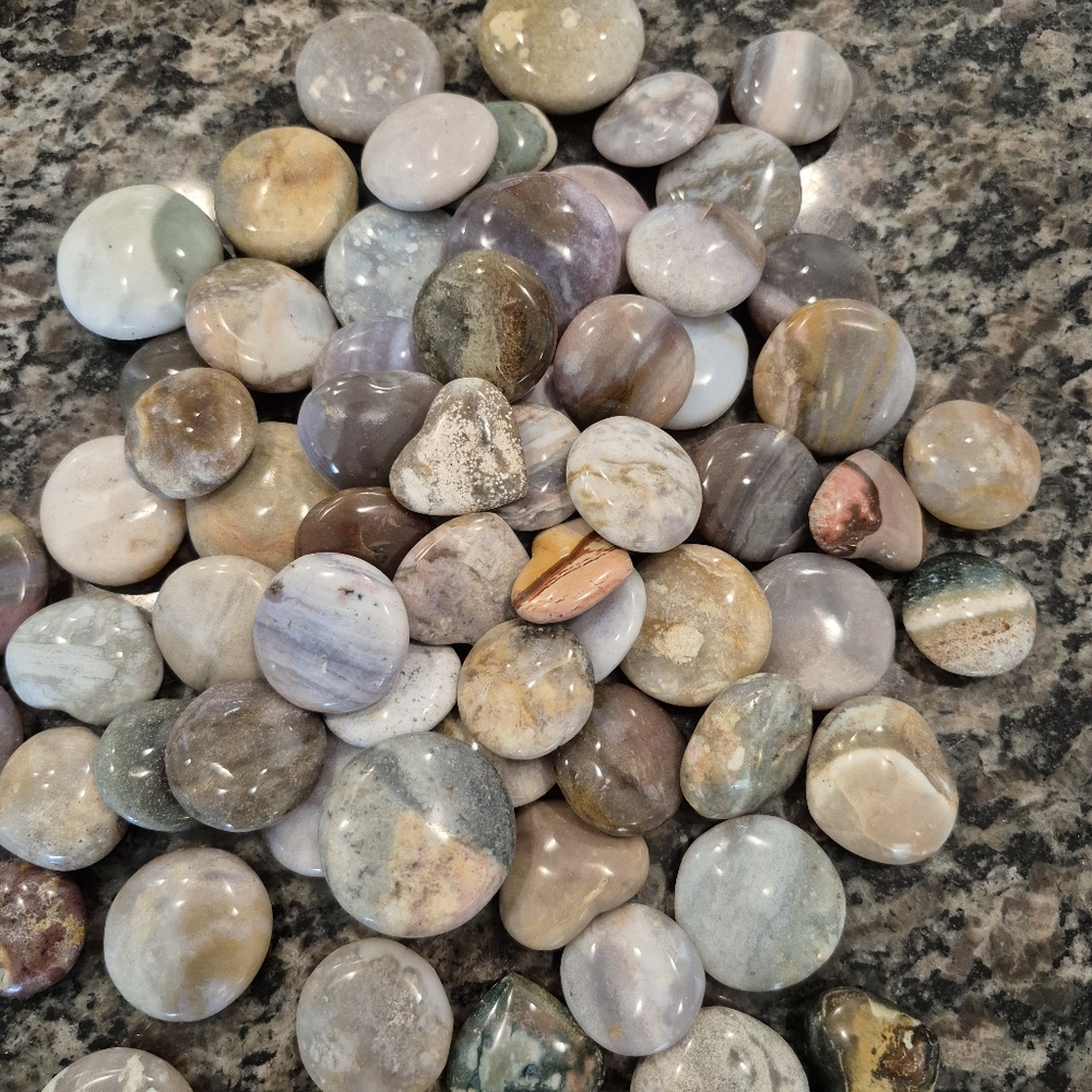 Set Of 10 Natural Quartz Jasper Polished Hearts New - Picture 9 of 9